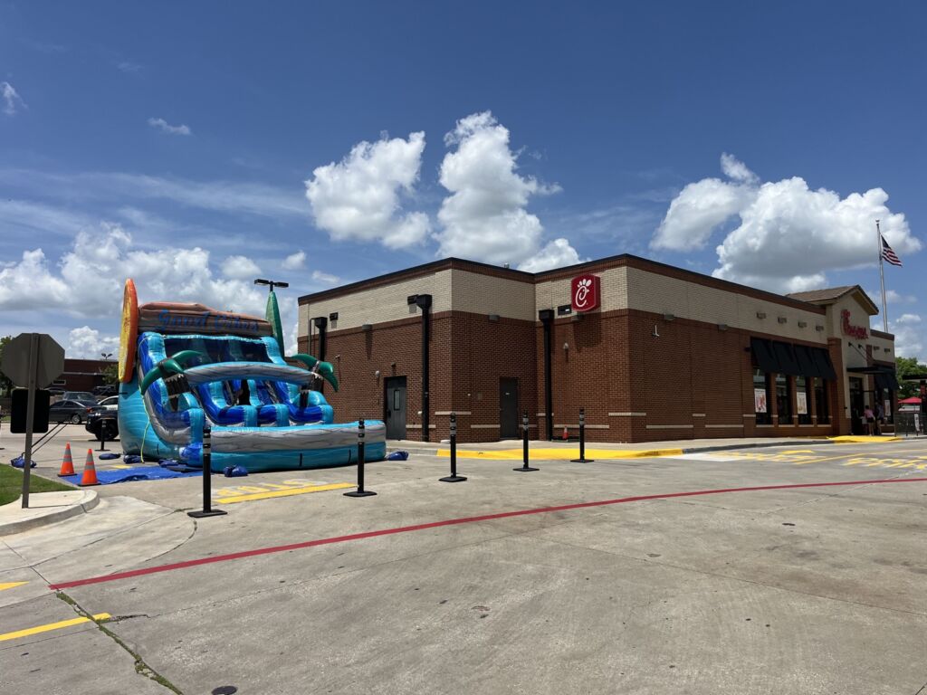 Water slide rental set up for a Chick-fil-A event in Tulsa